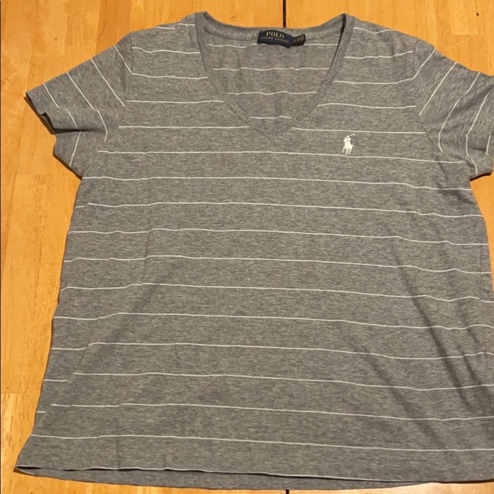 Polo Gray Stripped VNeck TShirt